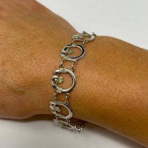 Vintage TJH Claddagh bracelet, 10 links , sterling silver. Hallmarked- Dublin